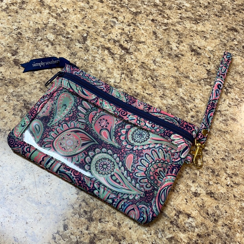 Simply Southern Phone Wristlet. Zippered Paisley with Clear Pouch for Phone